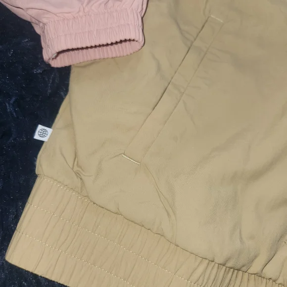 Adidas youth windbreaker full zip jacket size 14-15 vintage style tan/pink/white - Picture 5 of 6